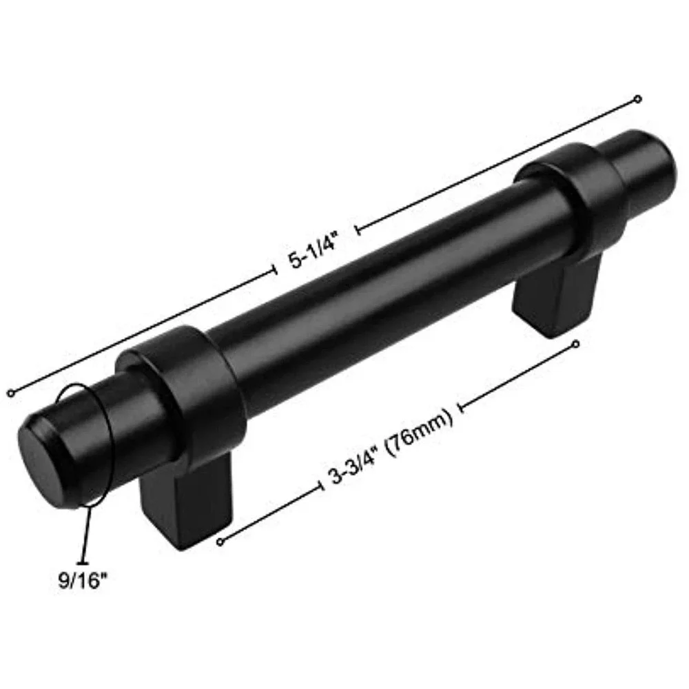6x GlideRite 3-inch Matte Black‎ Euro Style Solid Cabinet Drawer Bar Pulls